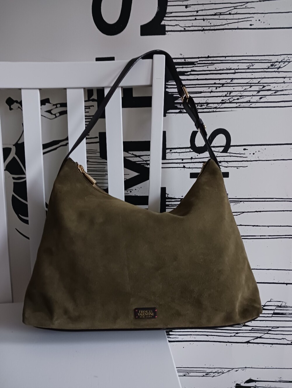 Frances Valentine New York Green Suede Shoulder Bag